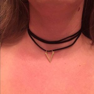 Stirling forever black leather v choker